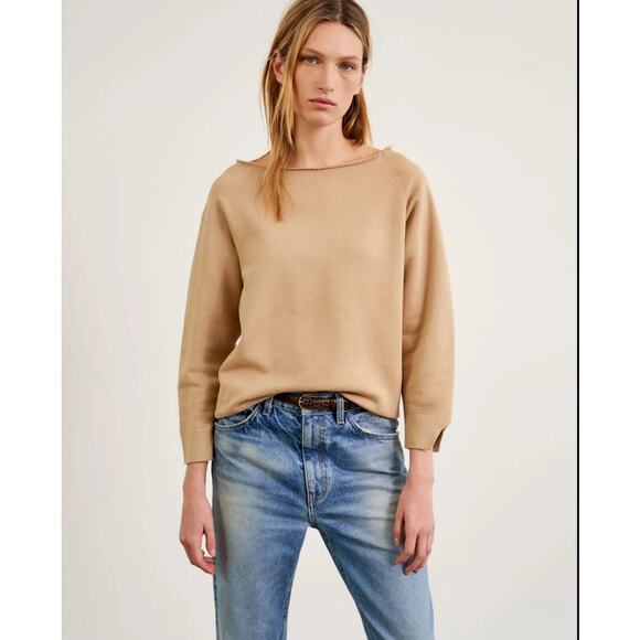 B32 Nili Lotan Luka Scoop Neck Sweatshirt Small Cozycore Model Off Duty Scandi - Picture 2 of 10